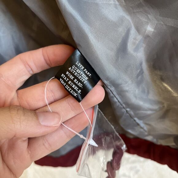 Dixxon Mens Sz L Ground Up Customs Windbreaker Jacket Maroon Snap Front Workwear - Picture 7 of 12